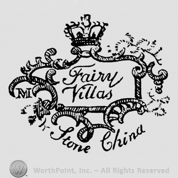 Crown above complex frame containing handwriting: Fairy Villas. Stone China written below