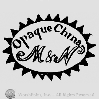 Opaque China curved written above, M & N double outlined handwritten below, inside oval with a sun ray contour