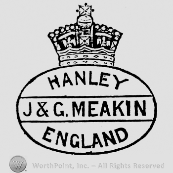 Crown above oval containing curved writing above: Hanley, curved writing below: England, capital writing between two parallel lines: J & G. Meakin