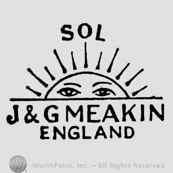 Sol written above half a humanized sun. J&G Meakin England written below on two rows