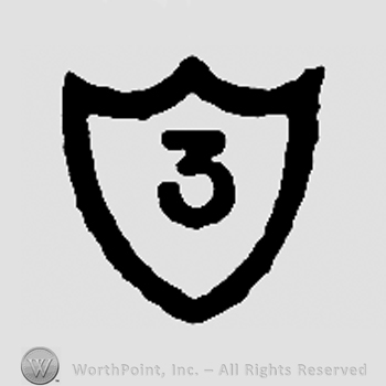 Digit 3 inside shield shape