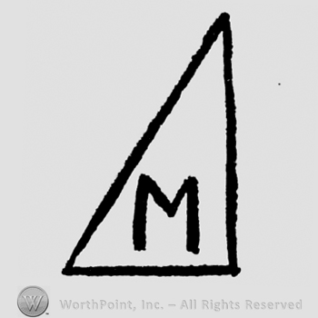Letter M inside right-angled triangle