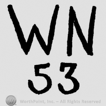 Initials W N above, number 53 below