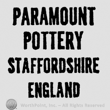 Four rows containing bold and capital writings: Paramount Pottery Staffordshire England