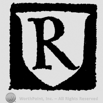 Letter R on a shield inside a black frame