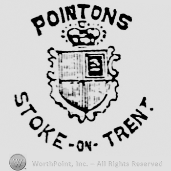 Pointons capital written on top. Crown above shield. Stoke-on-Trent curved written below