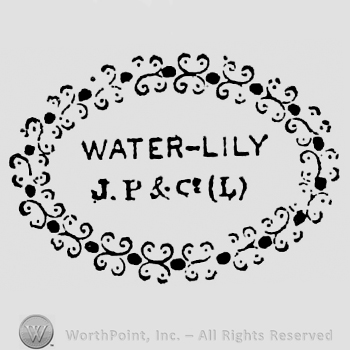 Water-Lily above, J.P. & Co (L) below, inside stylish frame