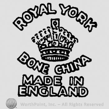Royal York curved written above crown. Bone China curved written below. Made in England capital written beneath