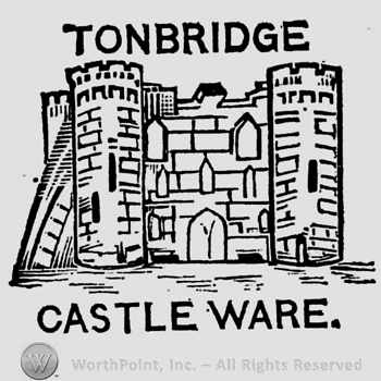 Tonbridge capital written above castle. Castle Ware capital written below
