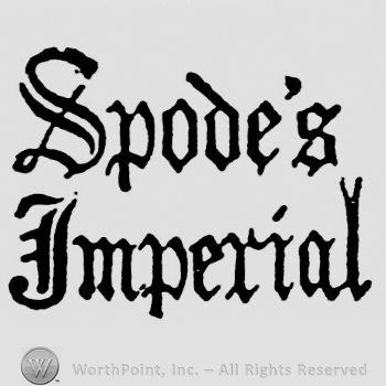 Spode's Imperial written on two rows, using a Newspaper font