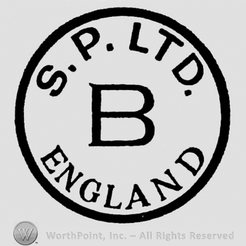 Initial B in the centre, S.P. Ltd curved above, England curved below, inside circle