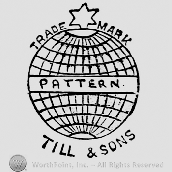 Six-pointed star between Trade and Mark above globe containing inscription: Pattern. Till & Sons written below