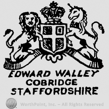 Royal Arm mark containing shield divided in four in the centre. Edward Walley Cobridge Staffordshire capital written below on three rows