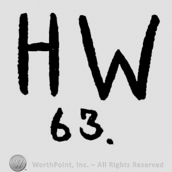 Initials H W above, 63 below