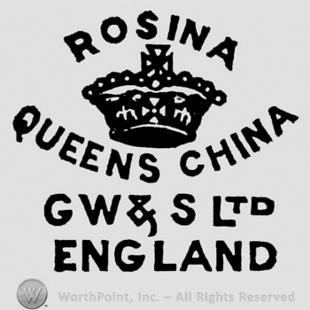 Rosina written above crown. Queens China curved written below. G W & S Ltd England written below on two rows