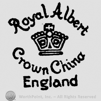 Royal Albert handwritten above crown. Crown China handwritten below. England written beneath