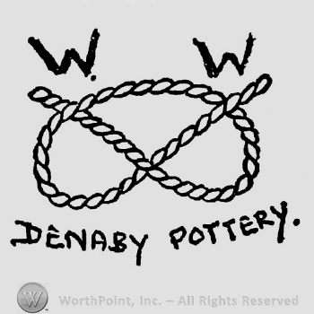 Initials on the upper left and right side: W. Staffordshire Knot. Denaby Pottery written below