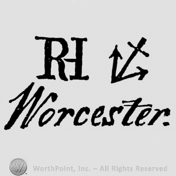 Initials R I. Anchor on the right side. Worcester italic written below