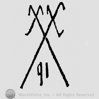 Two crossed swords facing down. Number 91 between, at the bottom