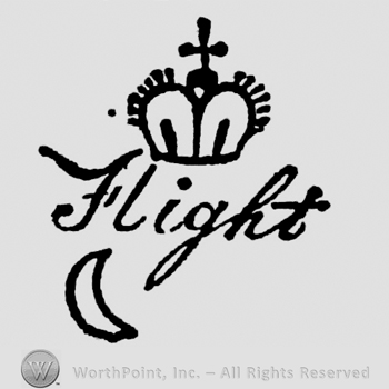 Crown above Flight. Half moon on the bottom left side