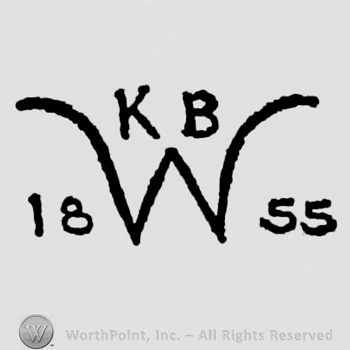 Initials K B above large initial W. 18 on the left, 55 on the right