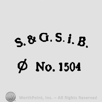 Letters S.&G. S.i.B. written arched above the &ldquo;diameter&rdquo; sign and a number.