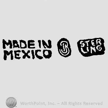 Made in Mexico written with uppercase letters, uppercase handwritten B and Sterling written with uppercase letters on two rows