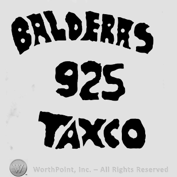 Balderas written with uppercase letters over number 925 and Taxco written below with uppercase letters