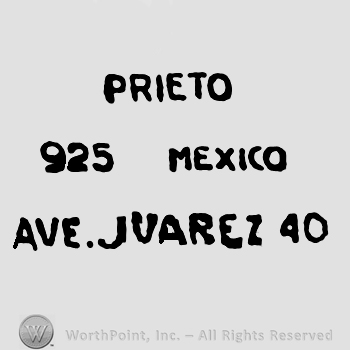 Prieto 925 Mexico Ave Juarez 40 written with uppercase letters