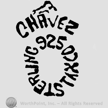 Chavez written with uppercase letters over Sterling Mexico 925 written in circle with uppercase letters