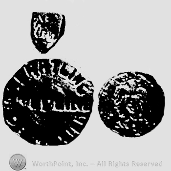 Shield with small horse and rider, Spratling de Mexico written with uppercase letters around uppercase centered Sterling, Eagle with number 13 on it inside a circle