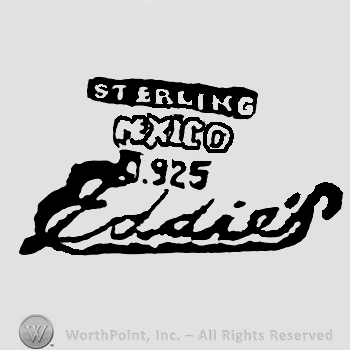 Sterling Mexico written with uppercase letters over number 0.925 and handwritten Eddie's below