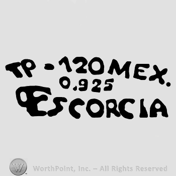 Uppercase TP minus number 120, uppercase Mex over number 0.925, Escorcia written below with uppercase letters