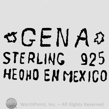 Gena with uppercase letters between small stars over Sterling 925 Hecho en Mexico, all with uppercase letters
