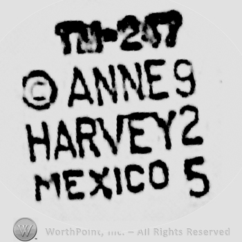 Uppercase TM minus number 247 over the Copyright symbol followed by Anne Harvey Mexico written with uppercase letters, number 925 written bertically on the right