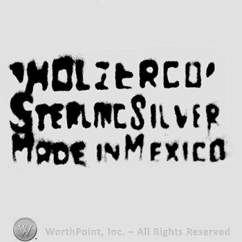 Holzerco Sterling Silver Made in Mexico written with uppercase letters