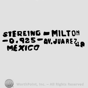 Sterling Milton 0.925 A. Juarez 48 Mexico, all written with uppercase letters