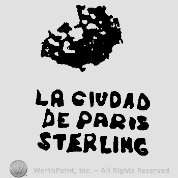 Eagle over La Ciudad de Paris Sterling written with uppercase letters