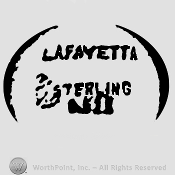La Fayetta written with uppercase letters over Sterling 0.925 also in uppercase, eagle on the left