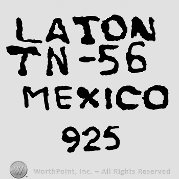 Laton TN minus number 56 over Mexico 925, all with uppercase letters