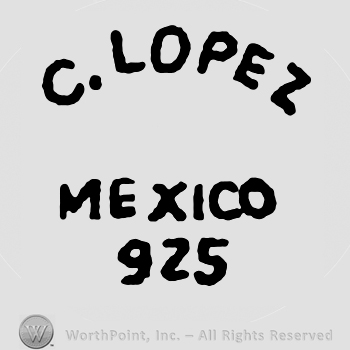 C. Lopez written with uppercase letters like an arch over Mexico 925 written also with uppercase letters