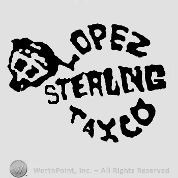 Lopez Taxco written in circle with uppercase letters around Sterling, also in uppercase, eagle with number 25 on it