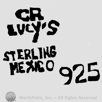 Uppercase CR over Lucy's Sterling Mexico, all with uppercase letters, number 925 written below