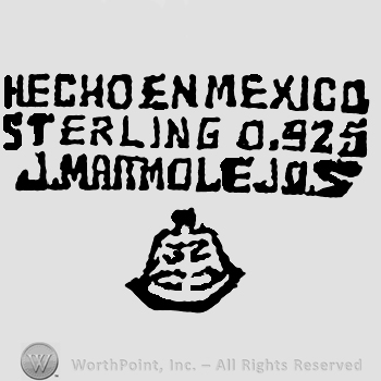Hecho En Mexico Sterling 0.925 J. Marmolejo S written with uppercase letters over an eagle
