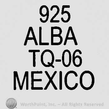 Number 925 ove Alba TQ-06 Mexico written with uppercase letters