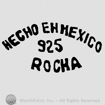 Hecho en Mexico Rocha written with uppercase letters around number 925
