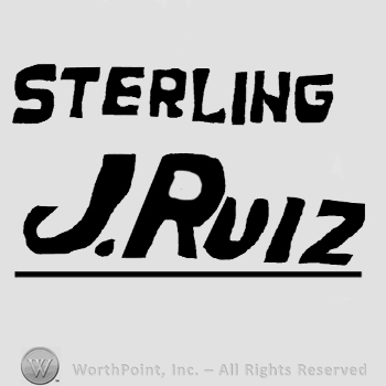 Sterling written over J. Ruiz, all written with uppercase letters