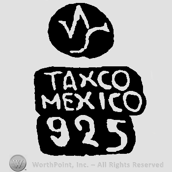 Uppercase stylized conjoined WS over Taxco Mexico 925 written below with uppercase letters