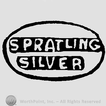 Spratling Silver written with uppercase letters inside an oval