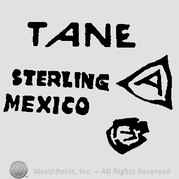 Tane Sterling Mexico written with uppercase letters alons with uppercase A inside a triangle and an eagle with number 71 on it